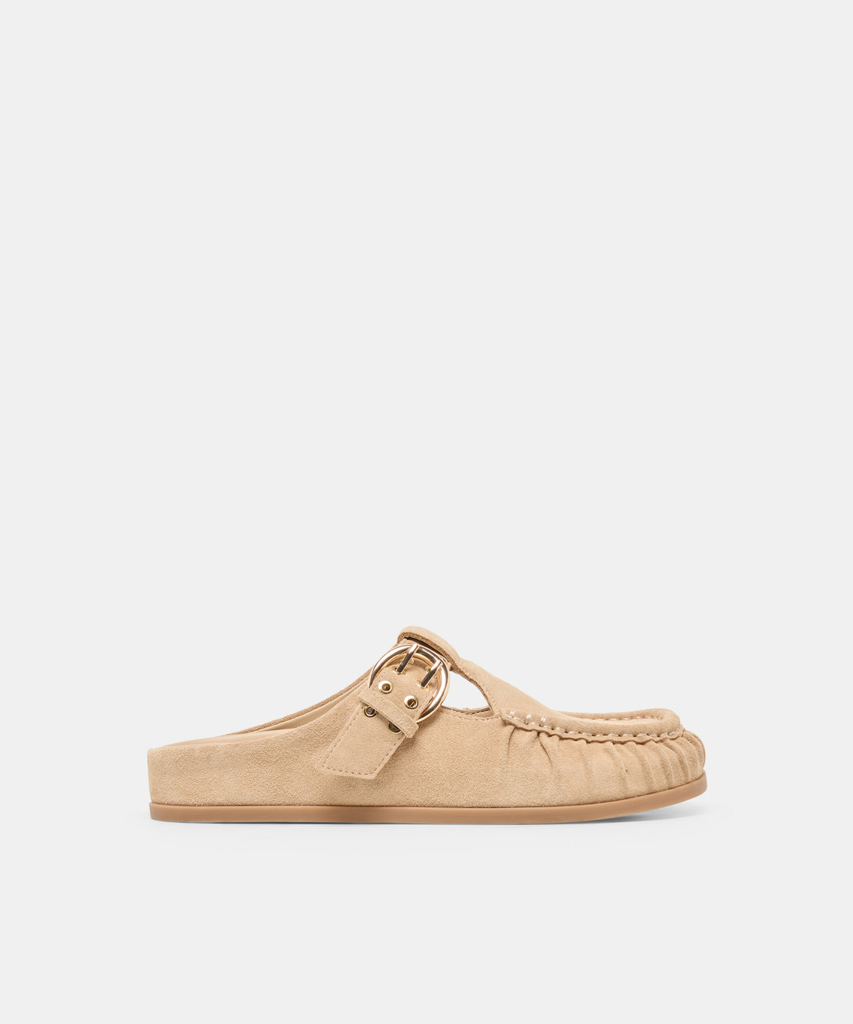 JEANNE Camel Suede Closed-Toe Slip-On Mule Flats | Dolce Vita