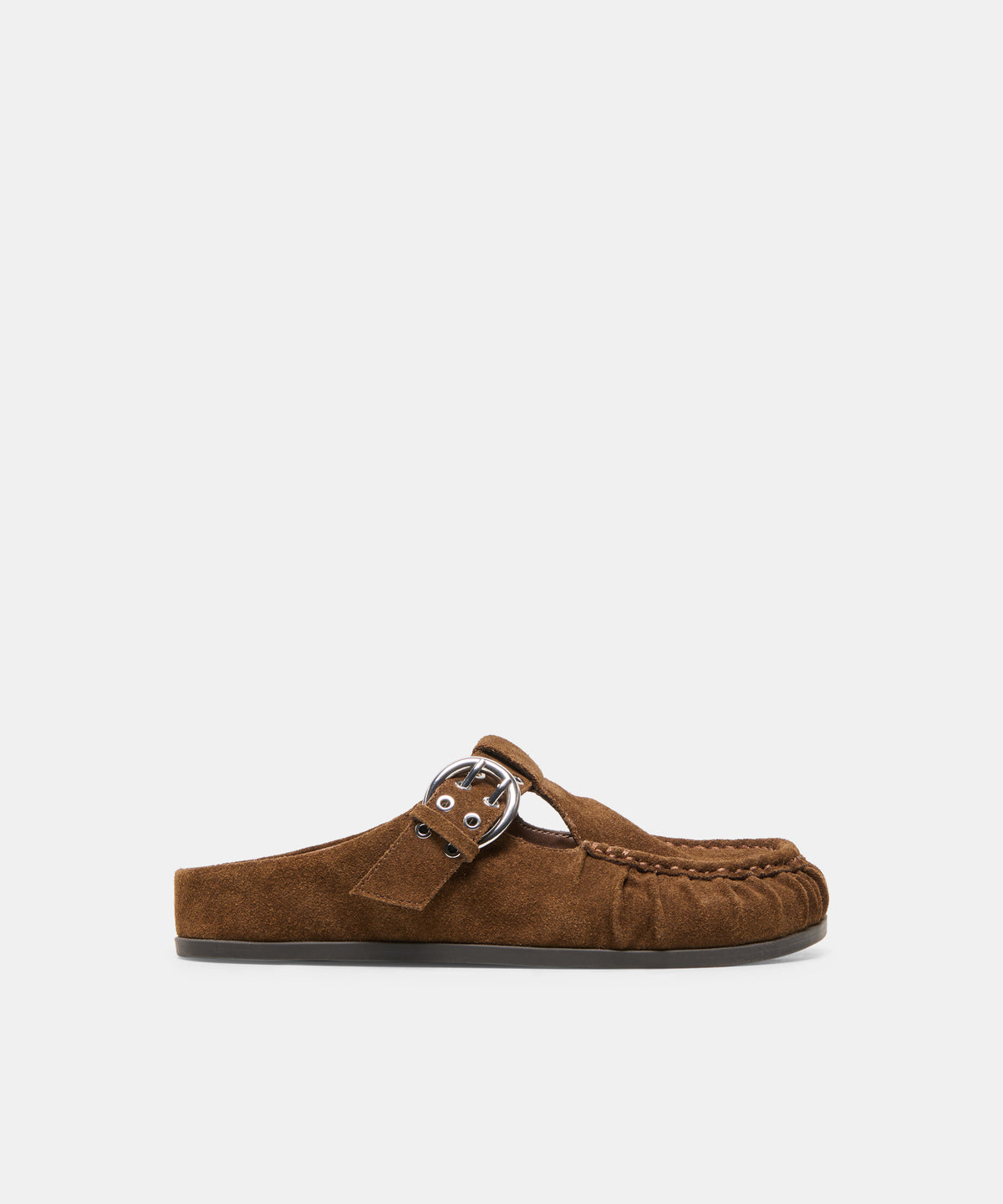 JEANNE Chestnut Suede Closed-Toe Slip-On Mule Flats | Dolce Vita