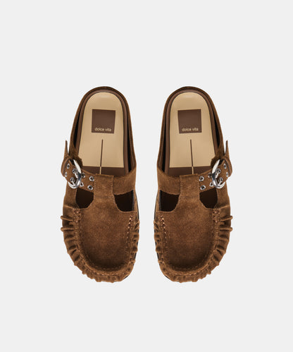 JEANNE FLATS CHESTNUT SUEDE
