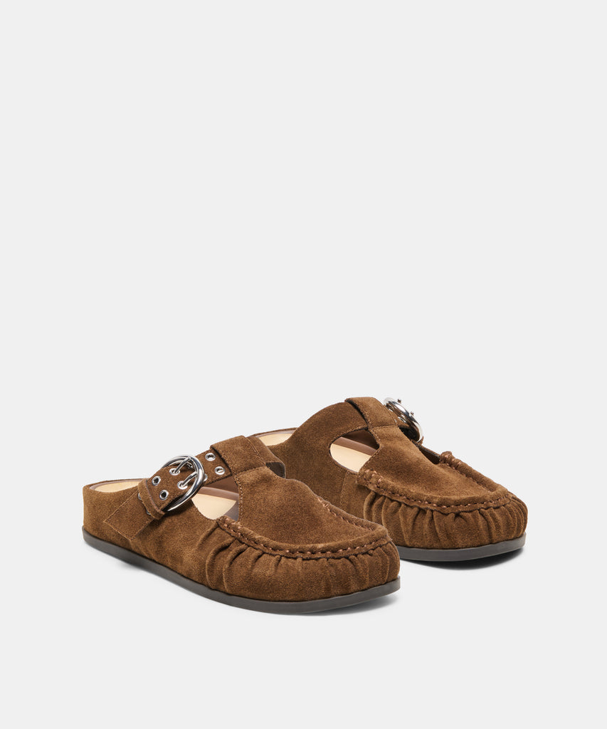 JEANNE FLATS CHESTNUT SUEDE