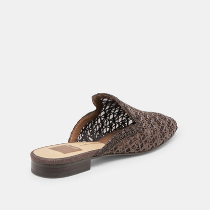KIRT FLATS CHOCOLATE CROSS HATCH RAFFIA