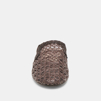 KIRT FLATS CHOCOLATE CROSS HATCH RAFFIA