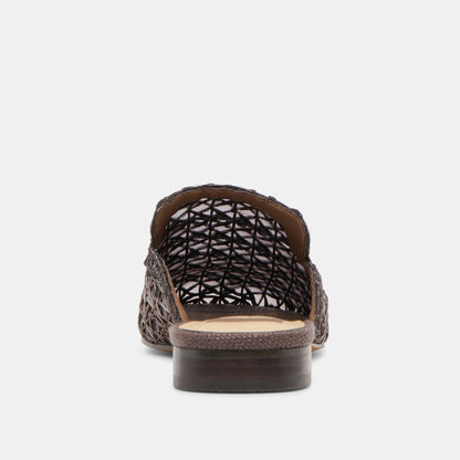 KIRT FLATS CHOCOLATE CROSS HATCH RAFFIA