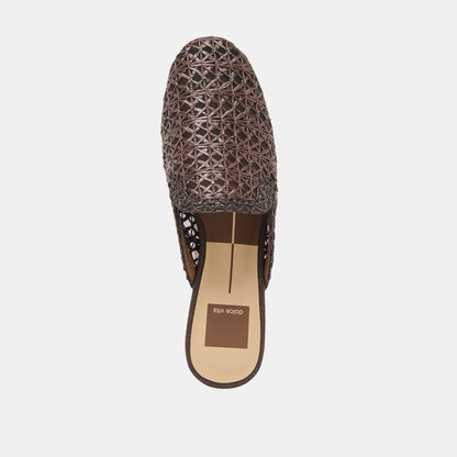 KIRT FLATS CHOCOLATE CROSS HATCH RAFFIA