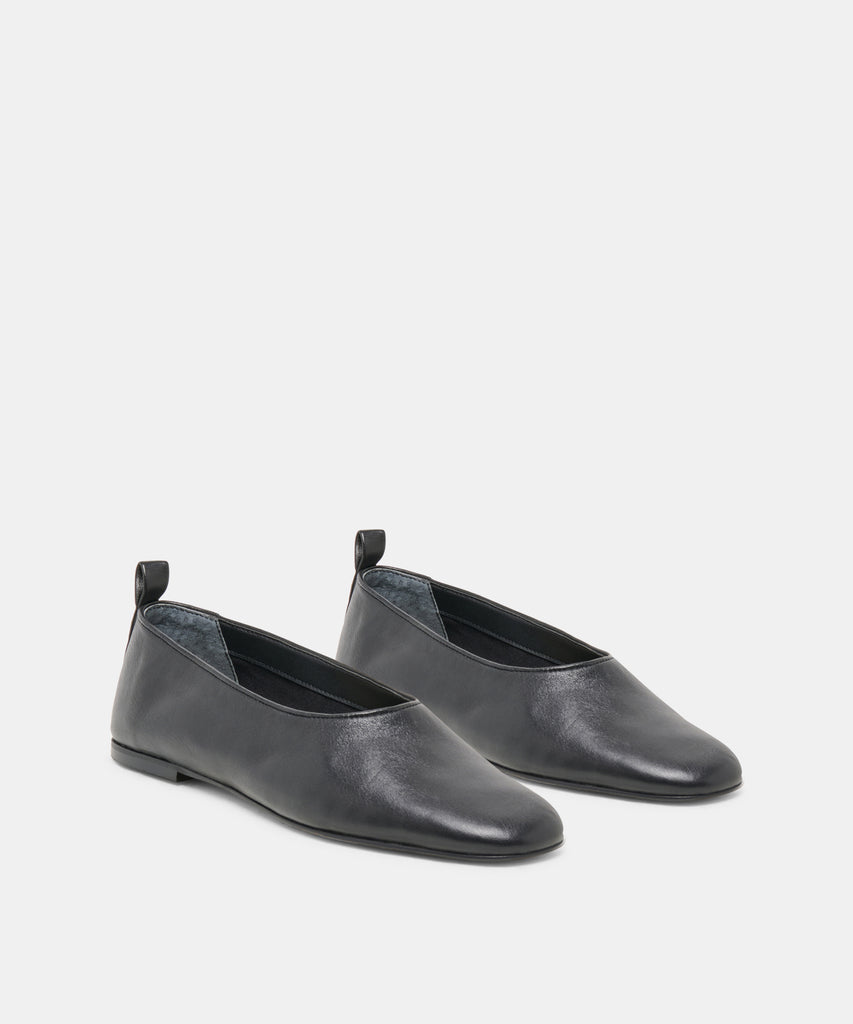 KORY BALLET FLATS BLACK LEATHER