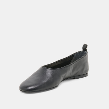 KORY BALLET FLATS BLACK LEATHER