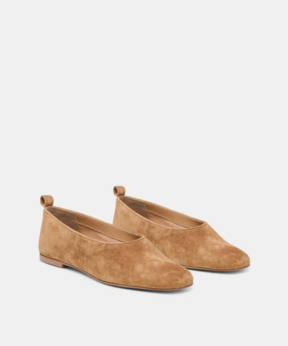 KORY BALLET FLATS LT BROWN SUEDE