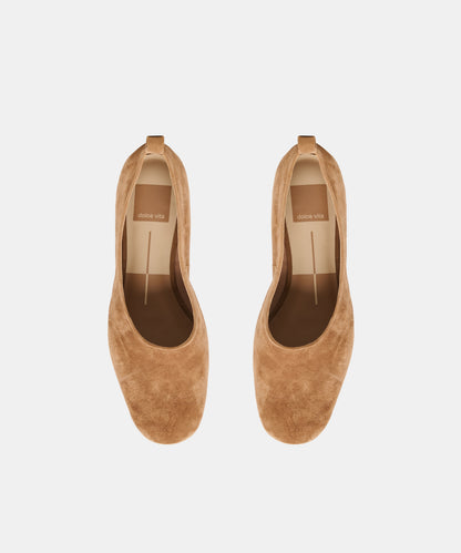 KORY BALLET FLATS LT BROWN SUEDE
