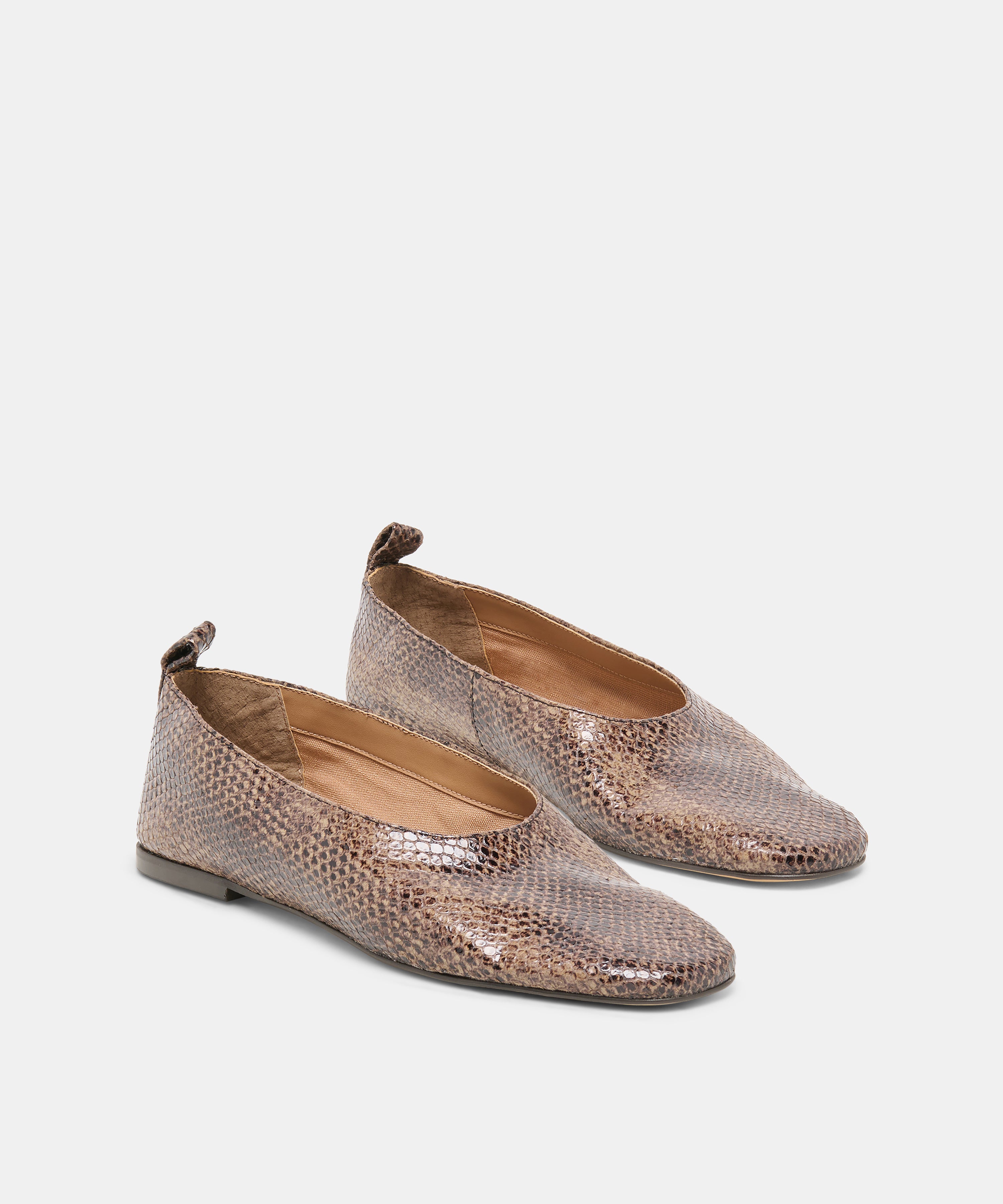 KORY BALLET FLATS SNAKE TAN EMBOSSED LEATHER - view 2