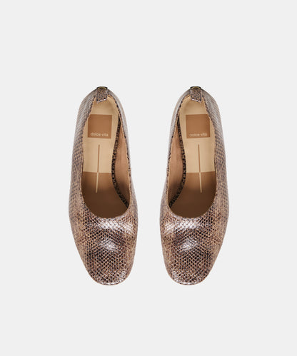 KORY BALLET FLATS SNAKE TAN EMBOSSED LEATHER