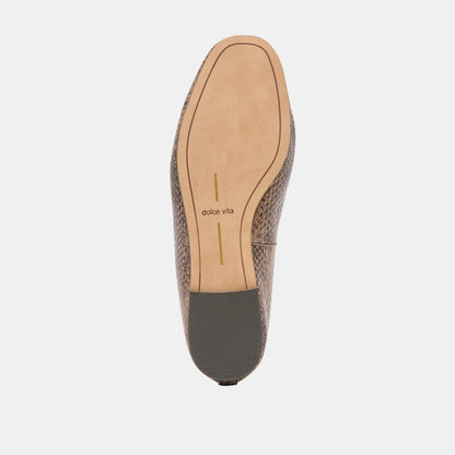 KORY BALLET FLATS SNAKE TAN EMBOSSED LEATHER