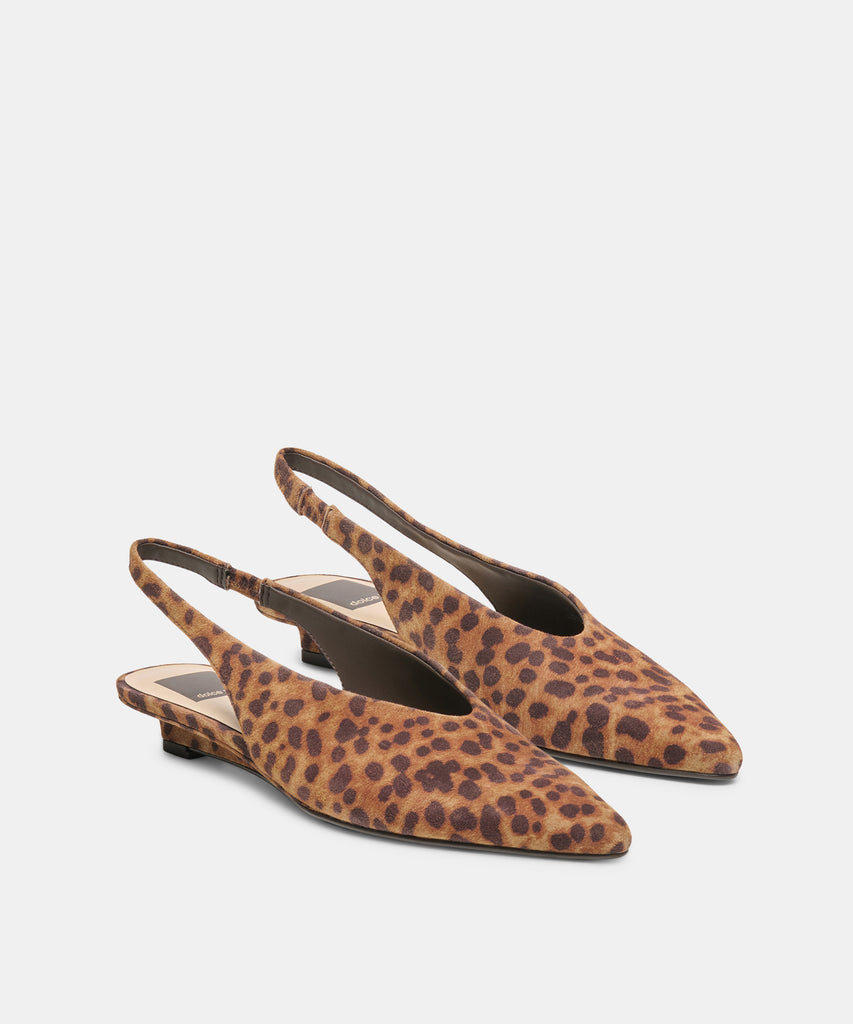 LEEROY FLATS DK LEOPARD PRINTED SUEDE