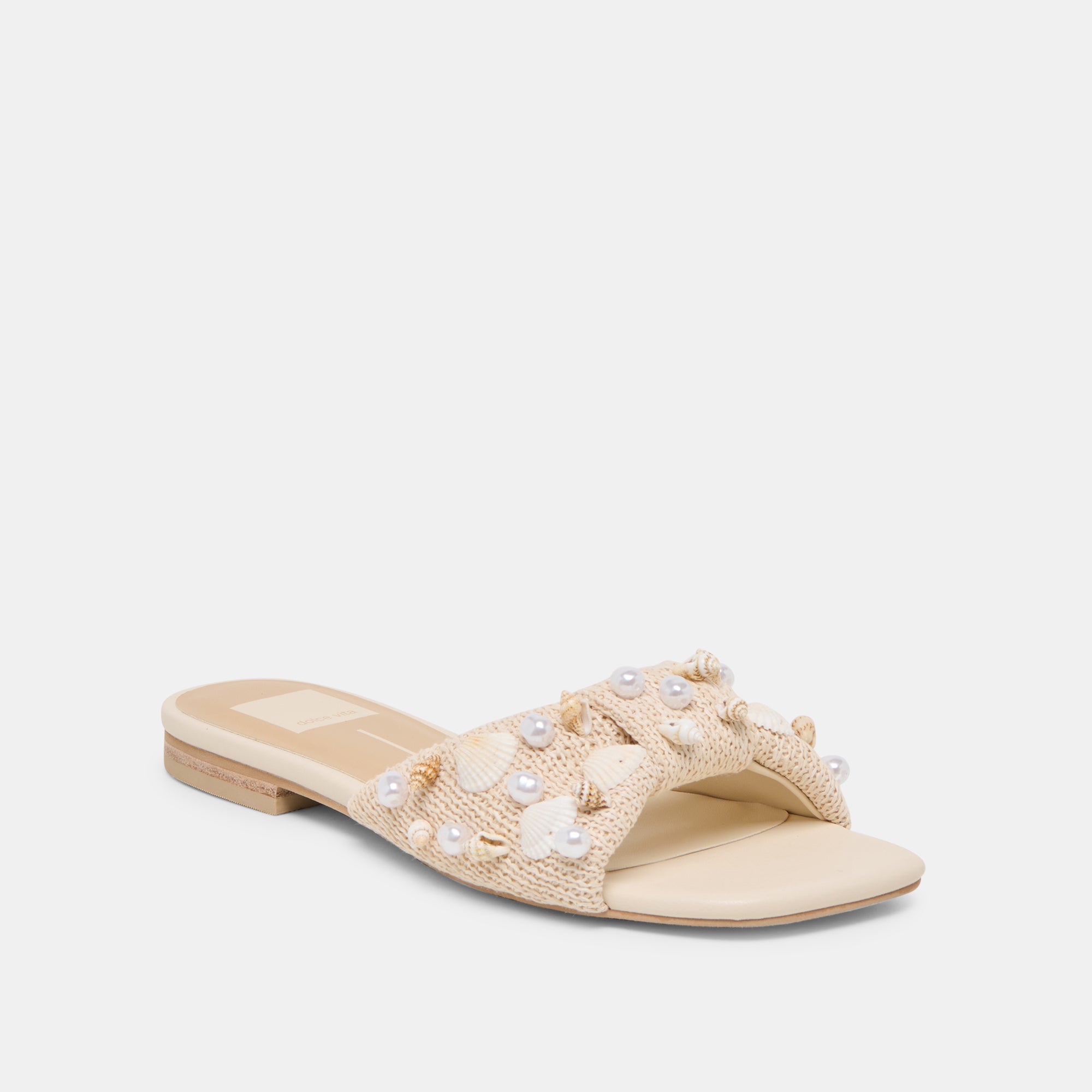 LIZZA SANDALS OATMEAL BEADED RAFFIA