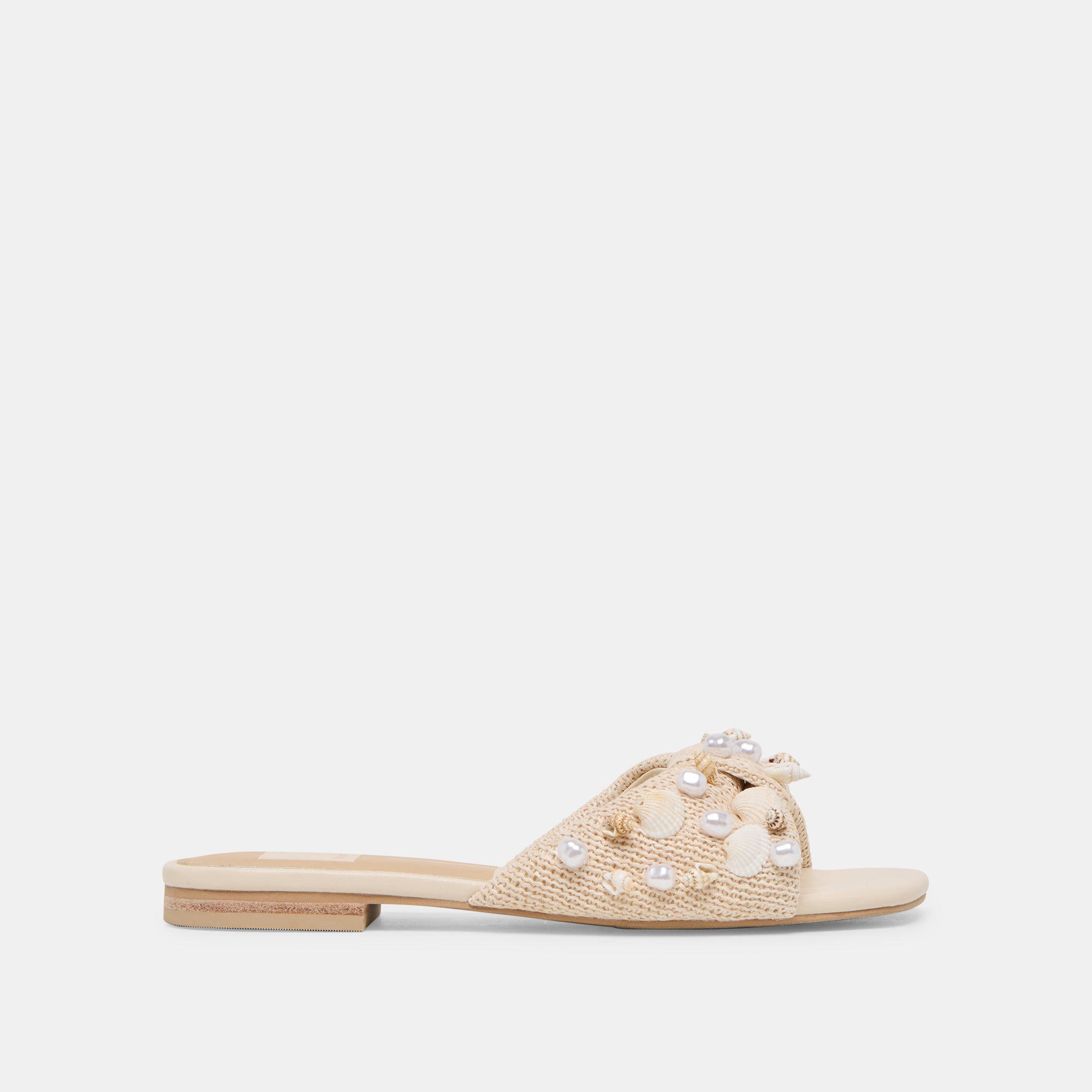 Lizza Oatmeal Beaded Raffia Sandals | Dolce Vita
