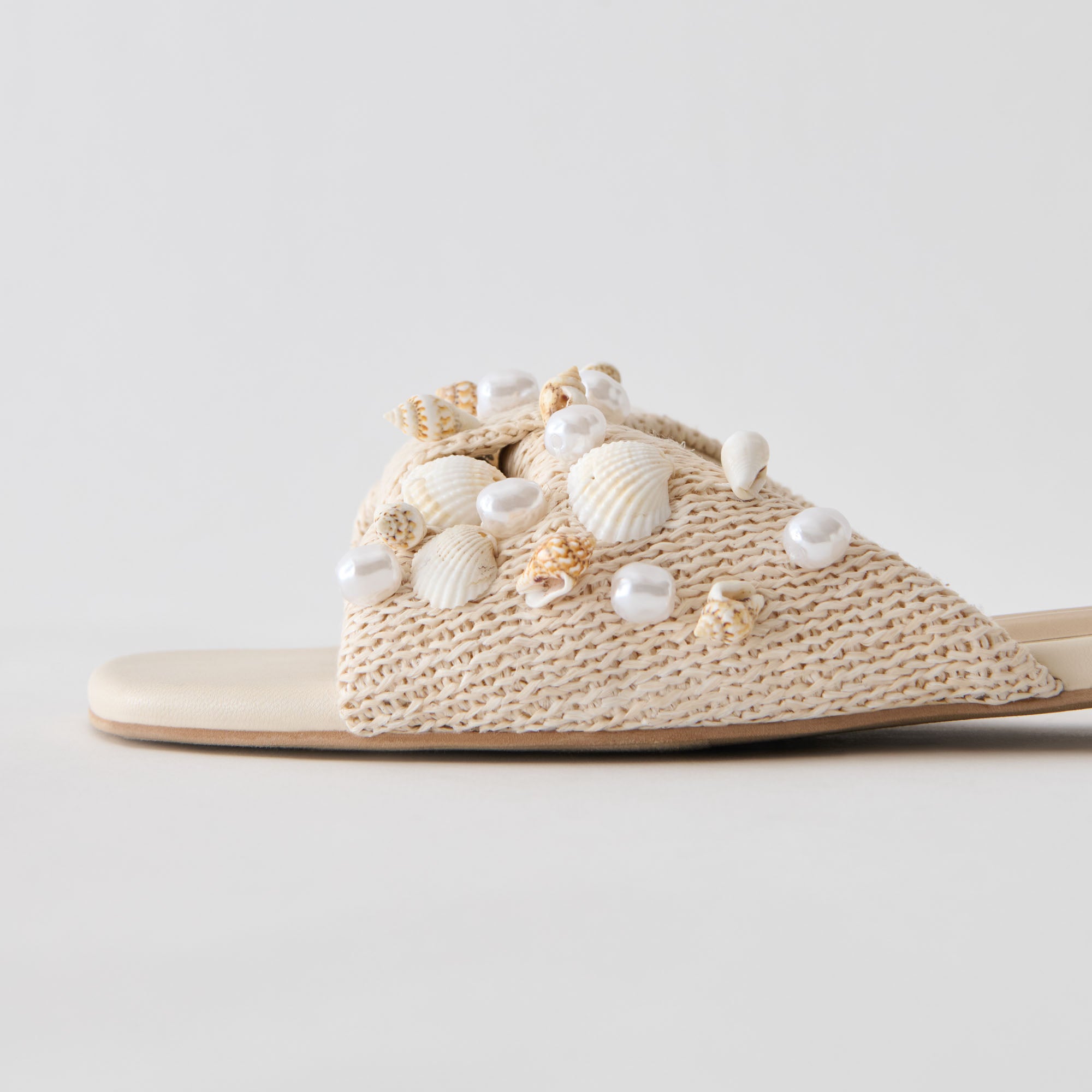 LIZZA SANDALS OATMEAL BEADED RAFFIA - view 6