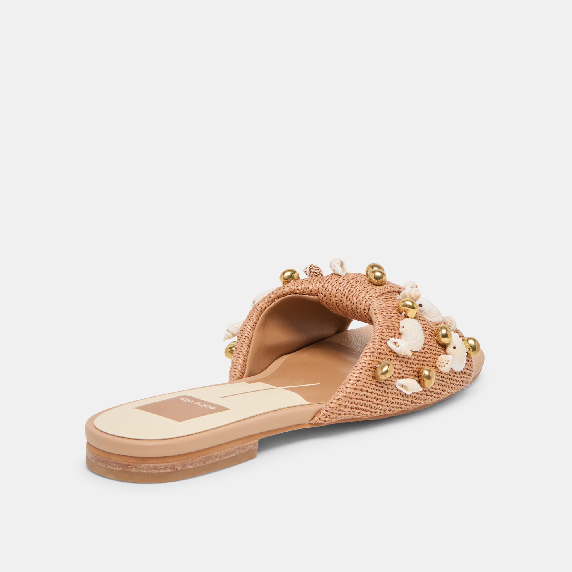 LIZZA SANDALS TOFFEE BEADED RAFFIA