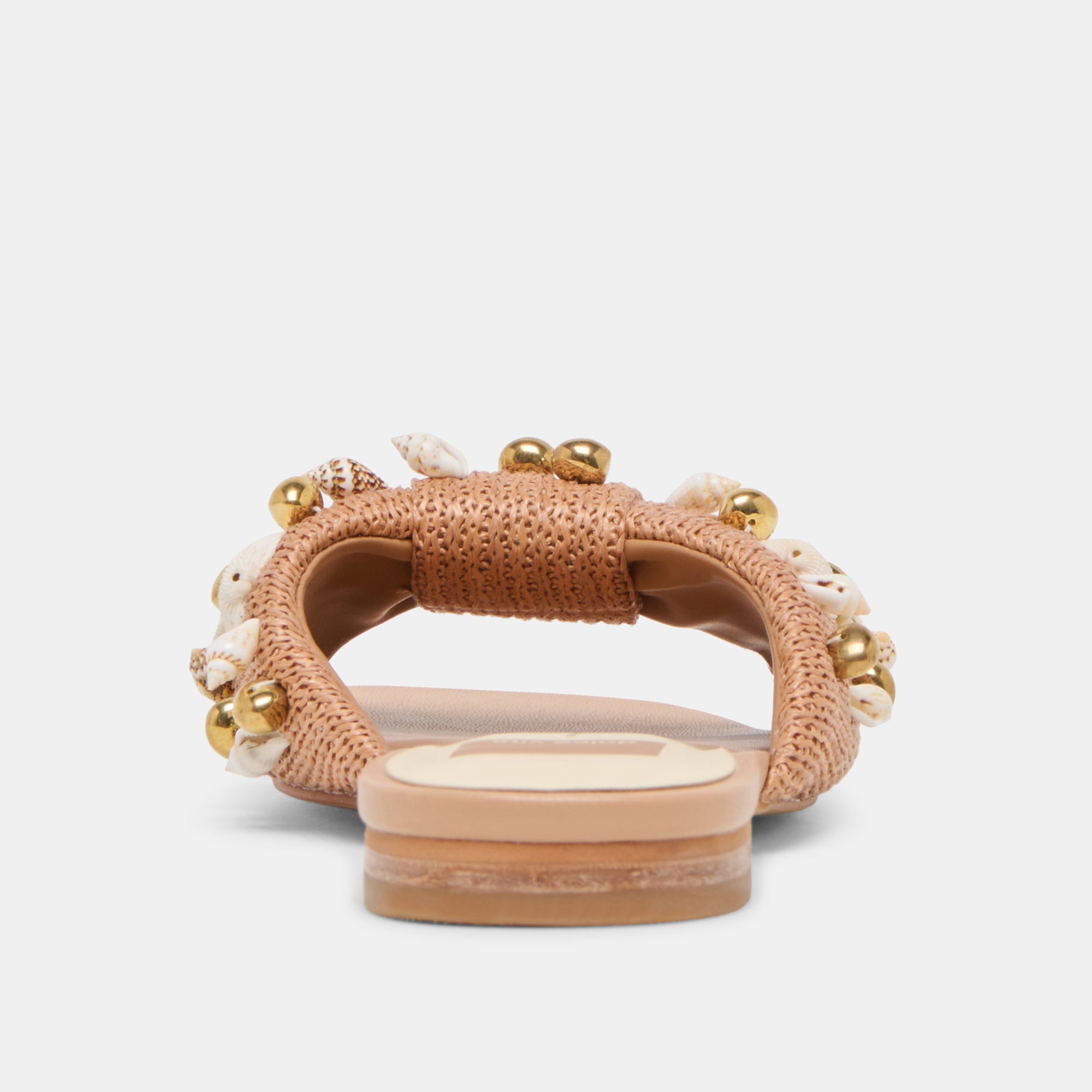 LIZZA SANDALS TOFFEE BEADED RAFFIA