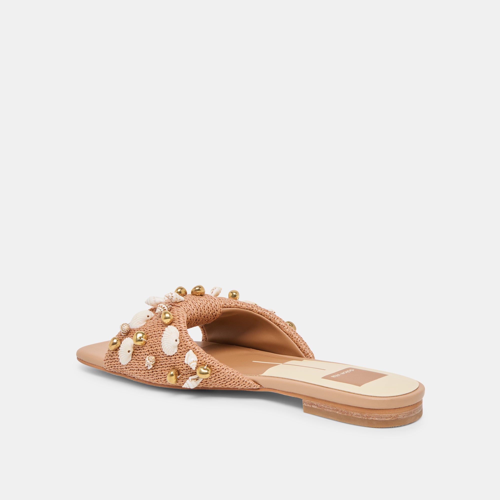 LIZZA SANDALS TOFFEE BEADED RAFFIA