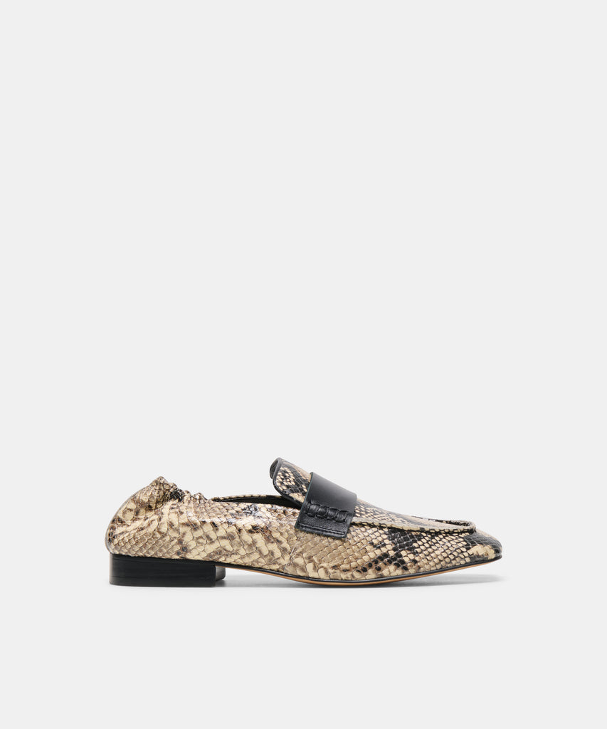LYNEE Snake Print Embossed Leather Square Toe Penny Loafers | Dolce Vita