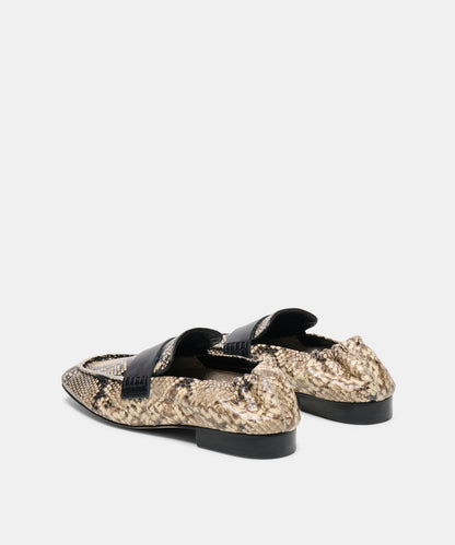 LYNEE LOAFERS SNAKE PRINT EMBOSSED LEATHER