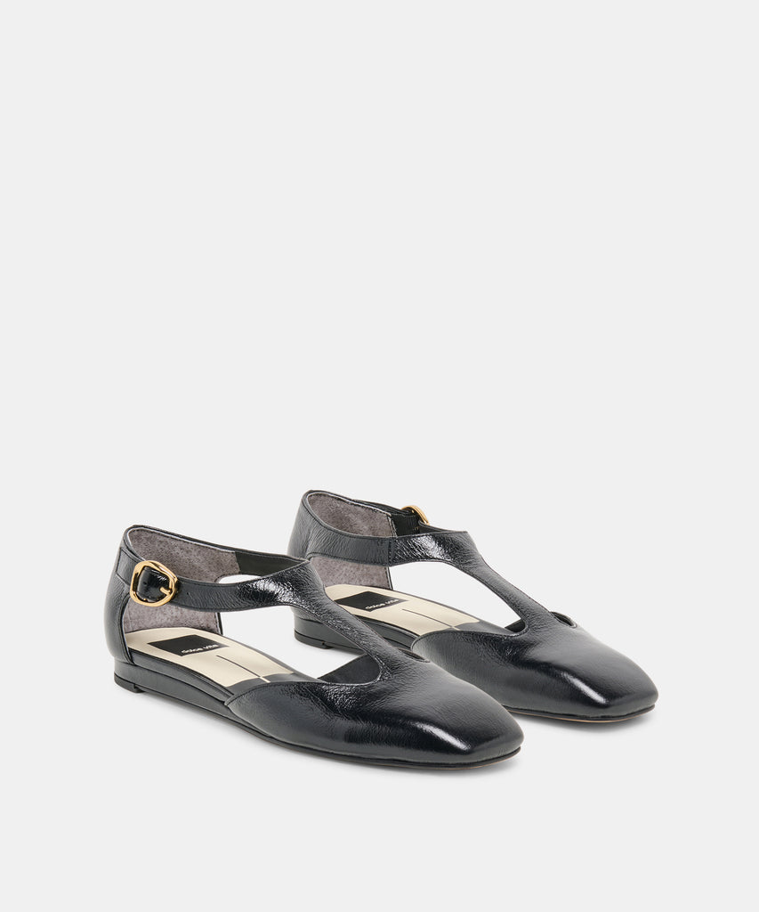 MARCY FLATS BLACK LEATHER