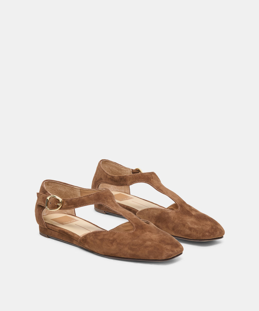 MARCY FLATS COCOA SUEDE