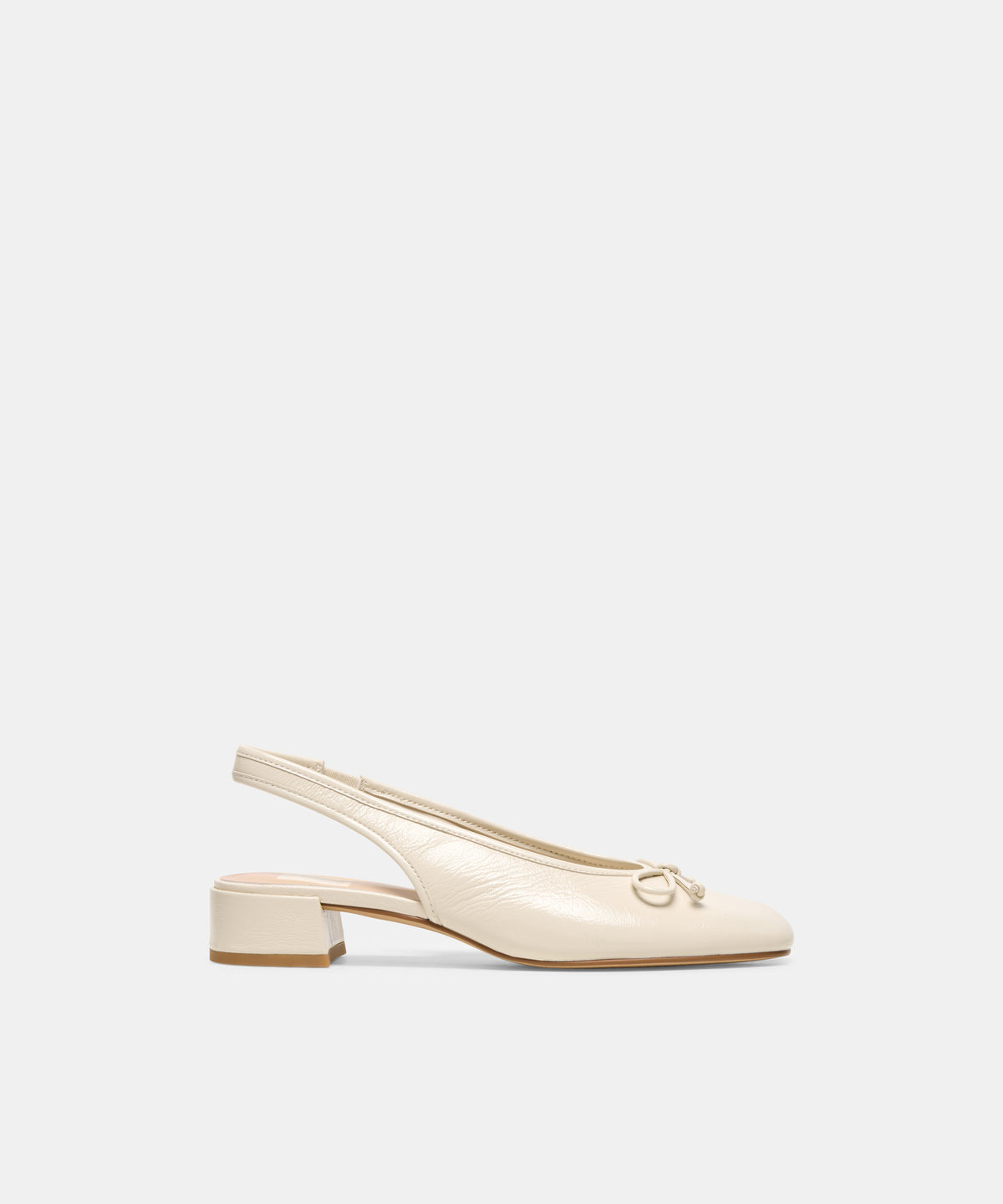 MARIEN MID Ivory Leather Slingback Ballet Block Heels | Dolce Vita