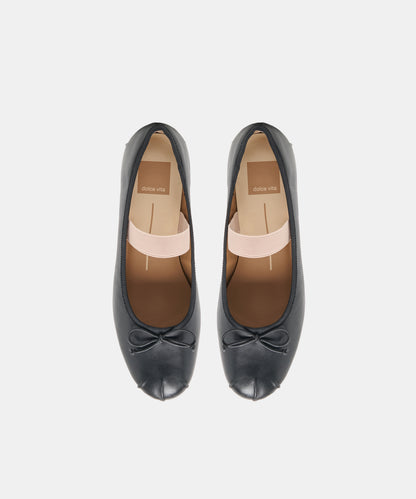 MAYVIS BALLET FLATS BLACK LEATHER