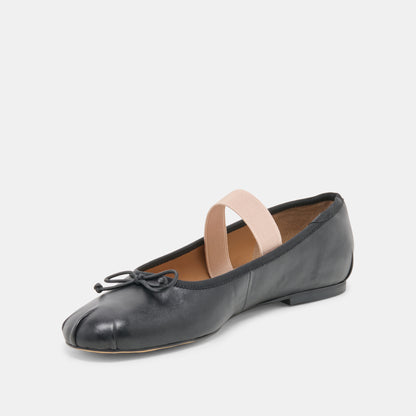 MAYVIS BALLET FLATS BLACK LEATHER