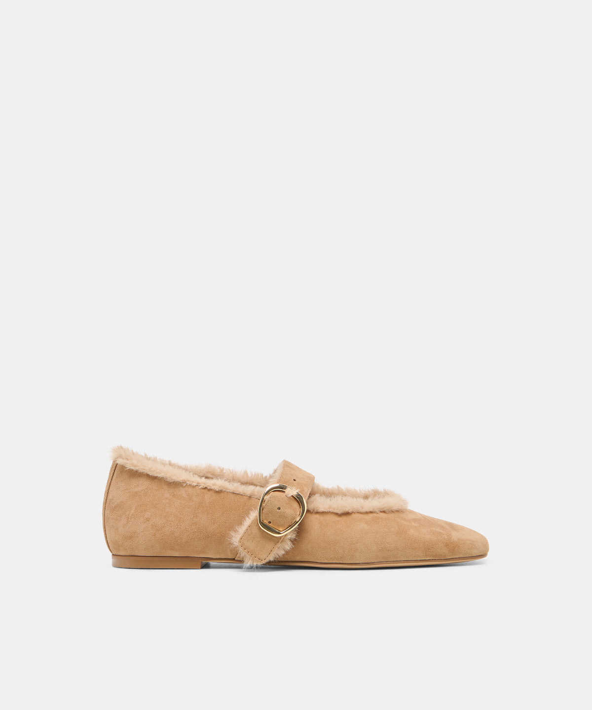 MELLA PLUSH Lt Brown Suede Mary-Jane Ballet Flats | Dolce Vita