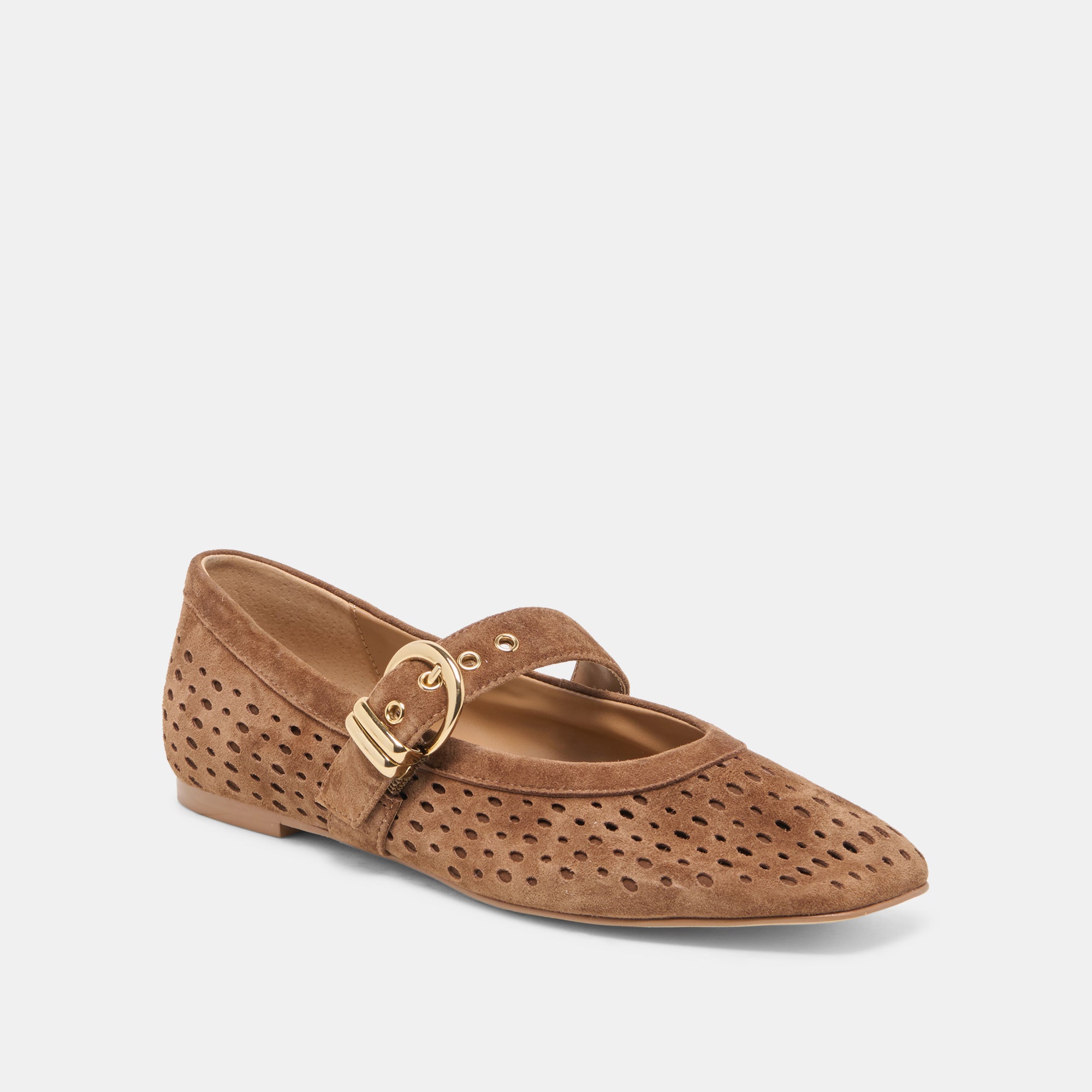 MIKELA BALLET FLATS COCOA PERFORATED SUEDE - view 2