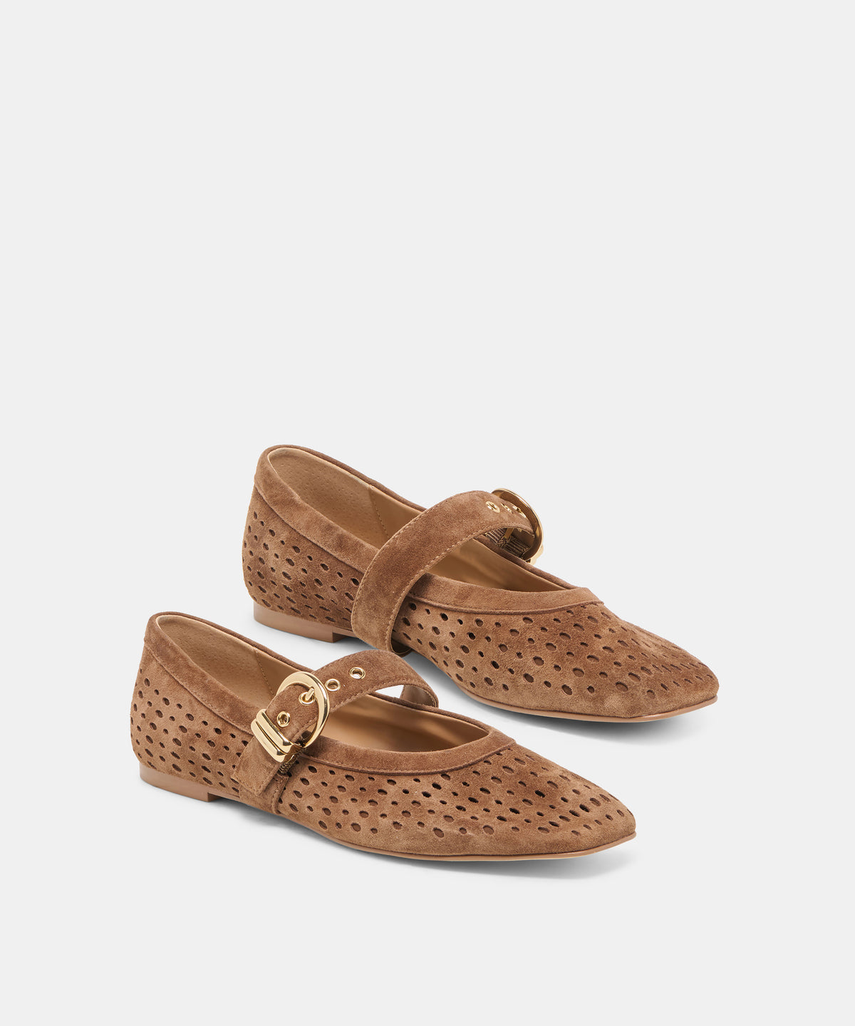 MIKELA BALLET FLATS COCOA PERFORATED SUEDE - view 2