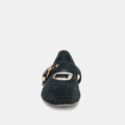 MIKELA BALLET FLATS ONYX PERFORATED SUEDE