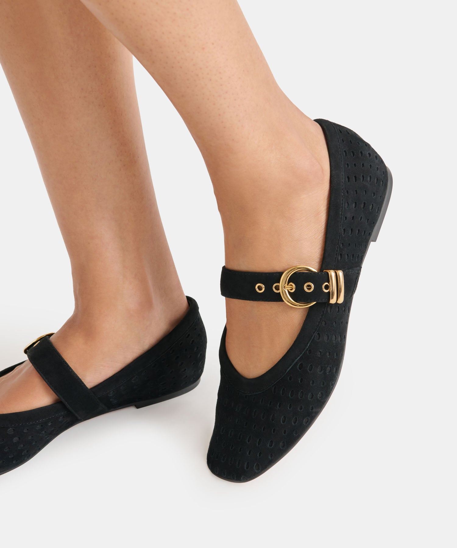 MIKELA BALLET FLATS ONYX PERFORATED SUEDE - view 2