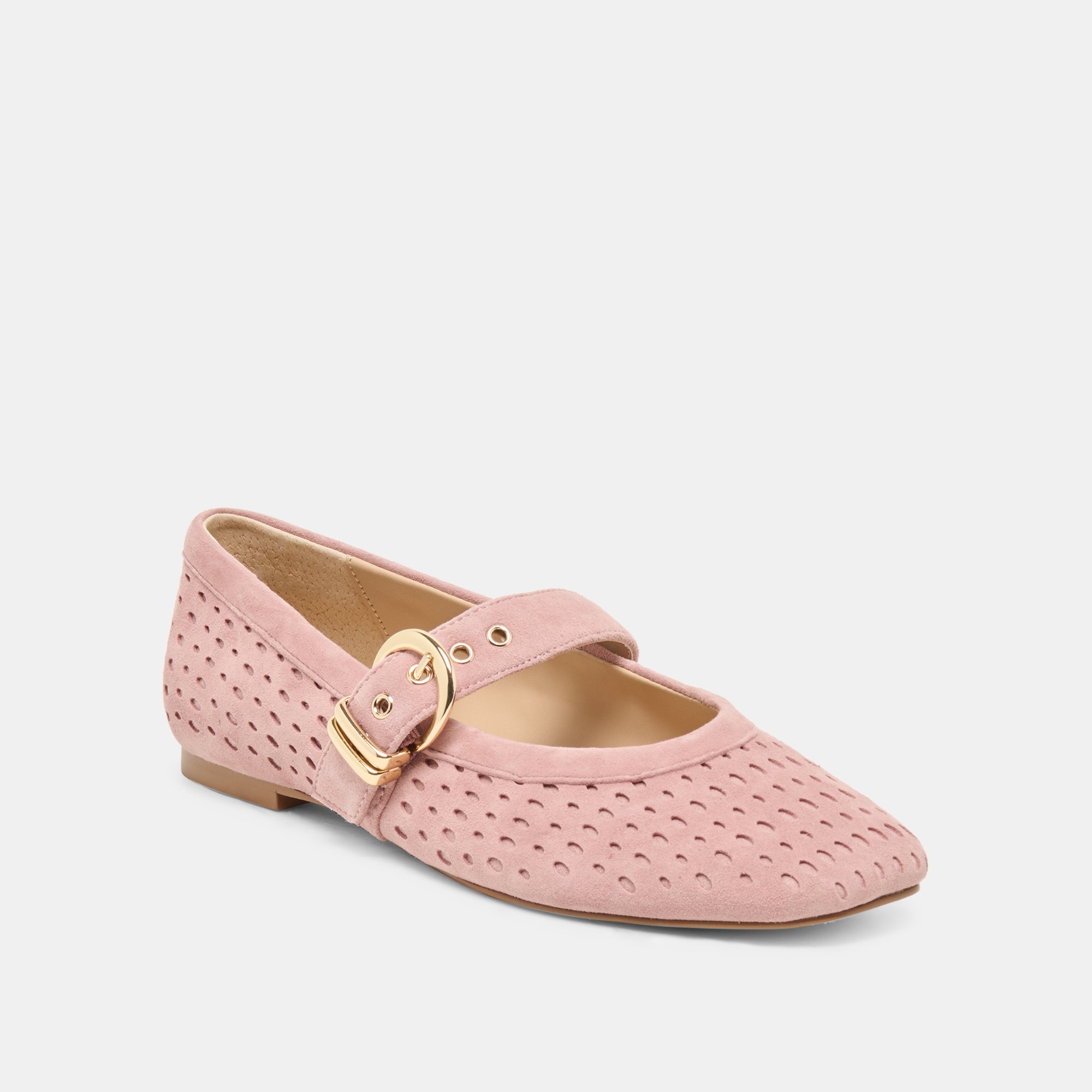 MIKELA BALLET FLATS PINK PERFORATED SUEDE - view 2