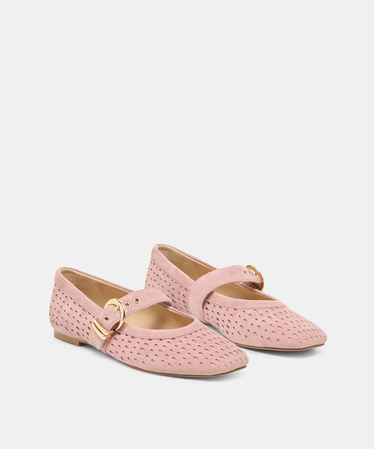 MIKELA BALLET FLATS PINK PERFORATED SUEDE - view 2
