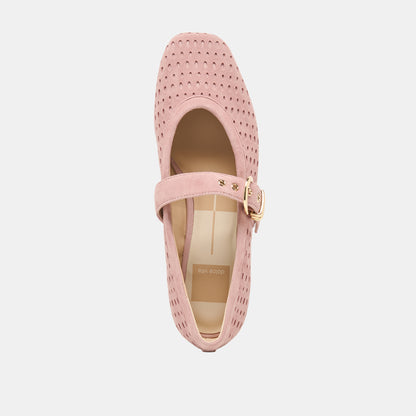 MIKELA BALLET FLATS PINK PERFORATED SUEDE