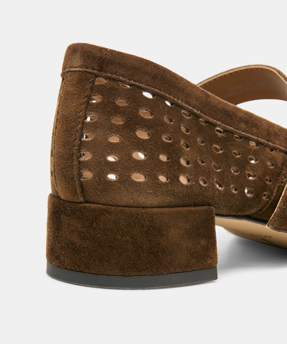 MIKEL MID HEELS CHESTNUT PERFORATED SUEDE - view 5