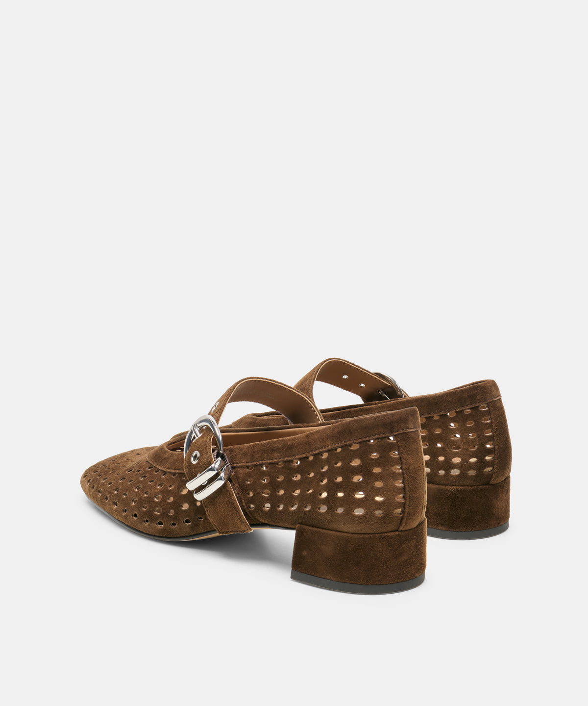 MIKEL MID HEELS CHESTNUT PERFORATED SUEDE - view 4