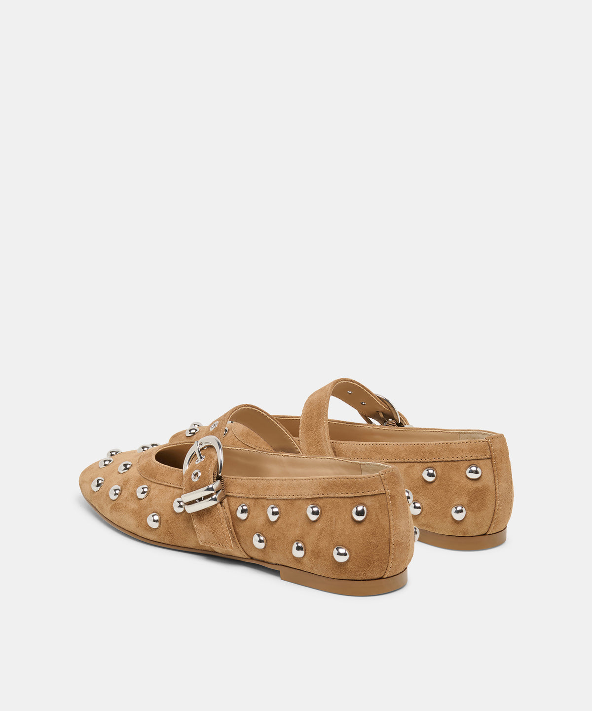 MIKEL STUD BALLET FLATS LT BROWN SUEDE - view 5