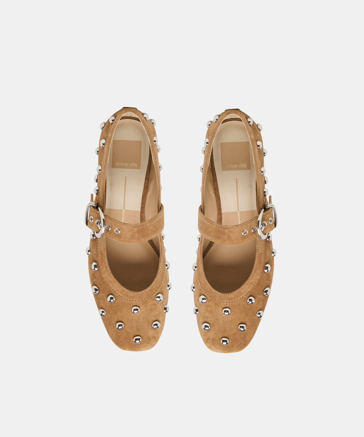 MIKEL STUD BALLET FLATS LT BROWN SUEDE - view 3