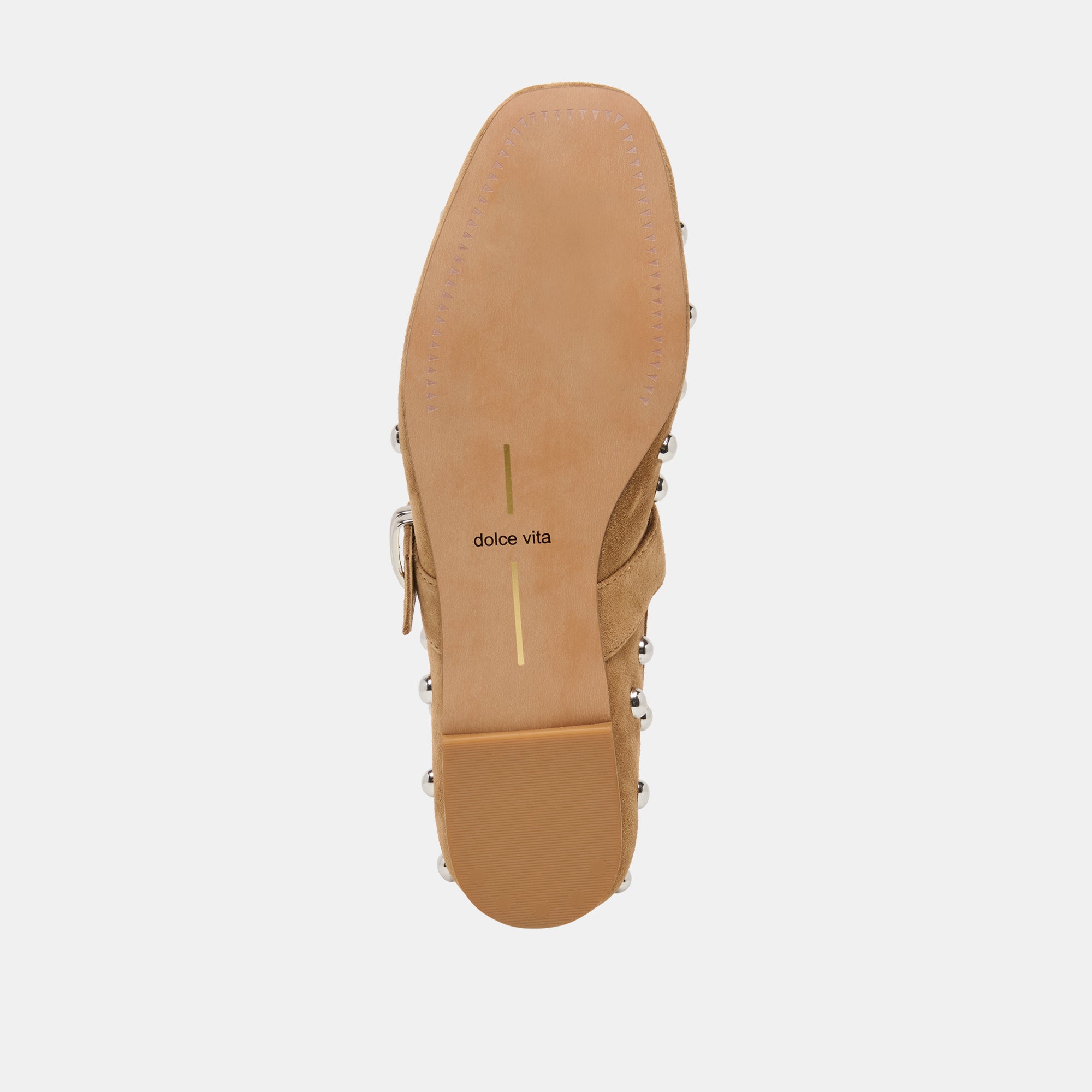 MIKEL STUD BALLET FLATS LT BROWN SUEDE