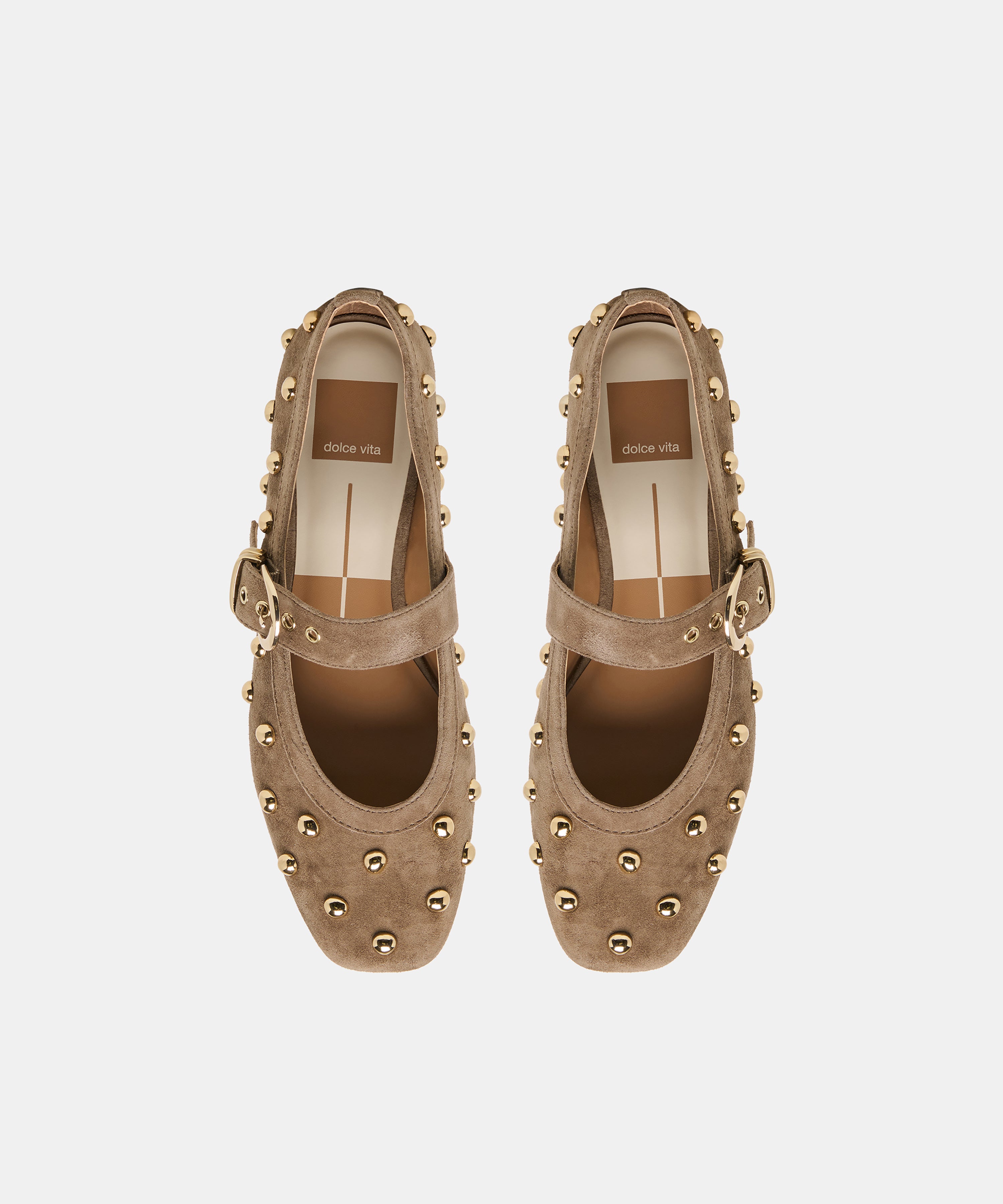 MIKEL STUD BALLET FLATS OLIVE SUEDE - view 3