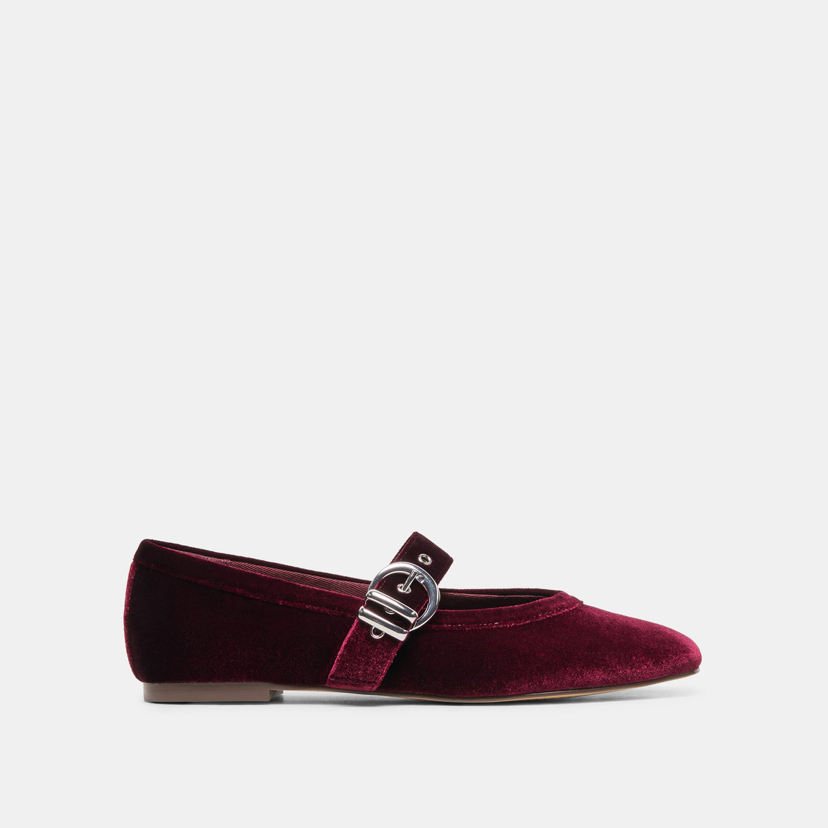 MIKEL Bordeaux Velvet Mary-Jane Ballet Flats | Dolce Vita