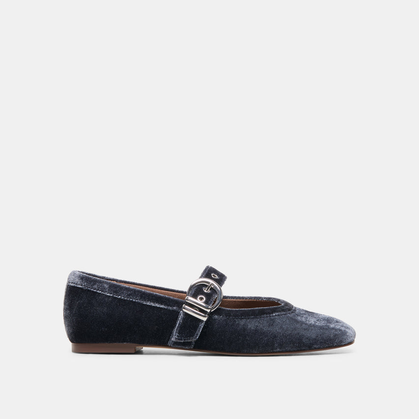 MIKEL Navy Velvet Mary-Jane Ballet Flats | Dolce Vita