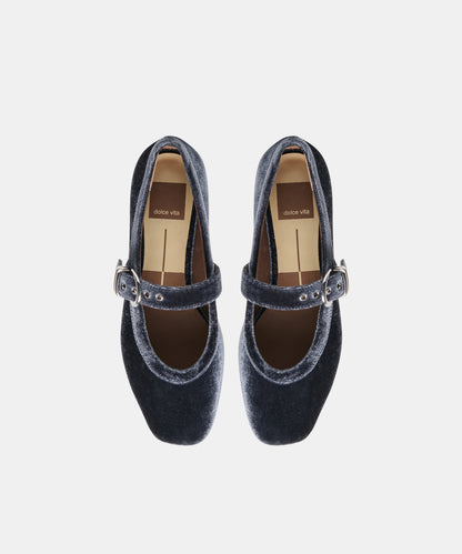 MIKEL VELVET BALLET FLATS NAVY VELVET