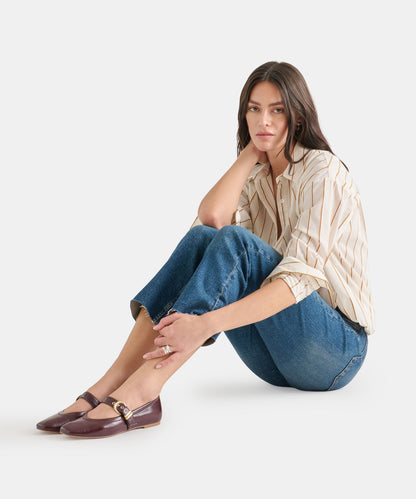 MIKEL BALLET FLATS PLUM LEATHER