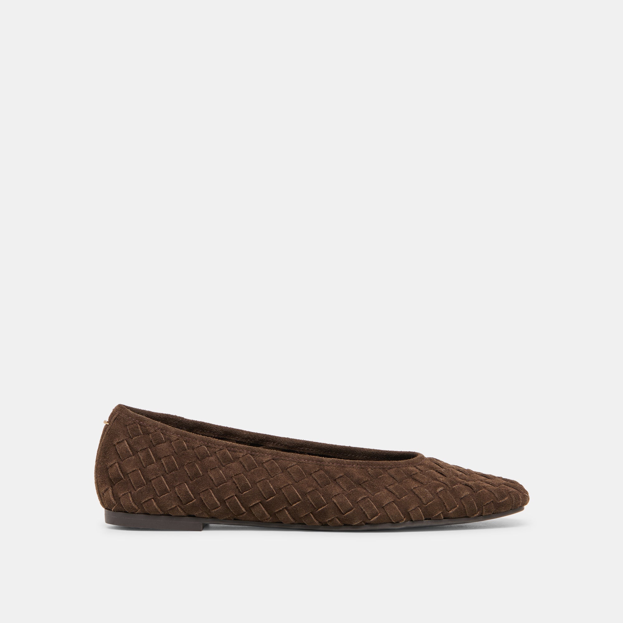 MYCAH BALLET FLATS DK BROWN WOVEN SUEDE