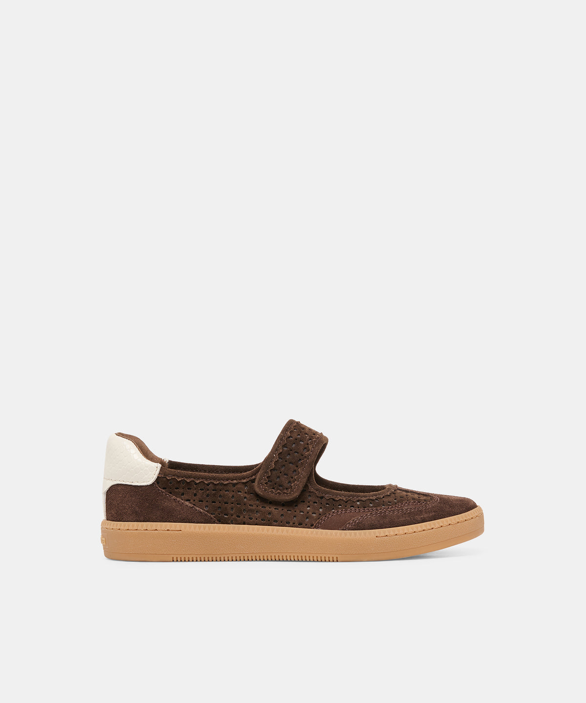 NANET Dk Brown Perforated Suede Mary-Jane Ballet Sneakers | Dolce Vita