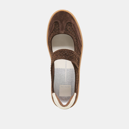NANET SNEAKERS DK BROWN PERFORATED SUEDE